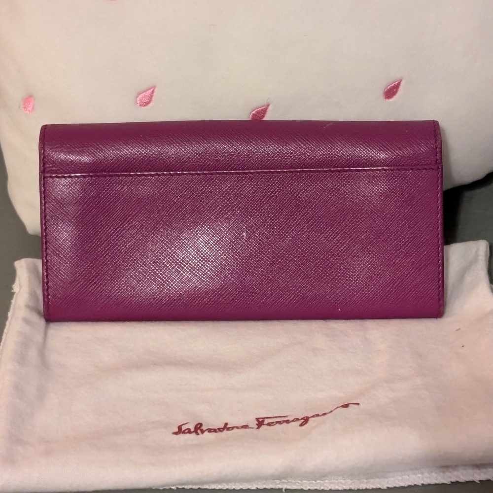 Salvatore Ferragamo Magenta Wallet with Gold Accent - Picture 3 of 5